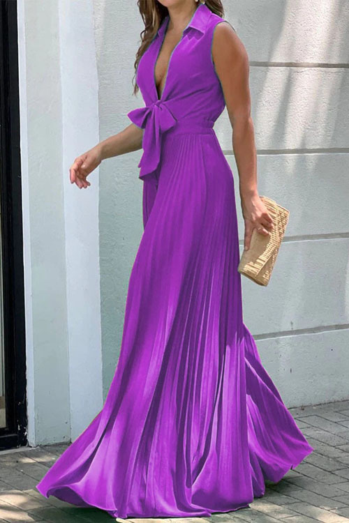 Kathiadress V-neck lapel loose wide-leg jumpsuit