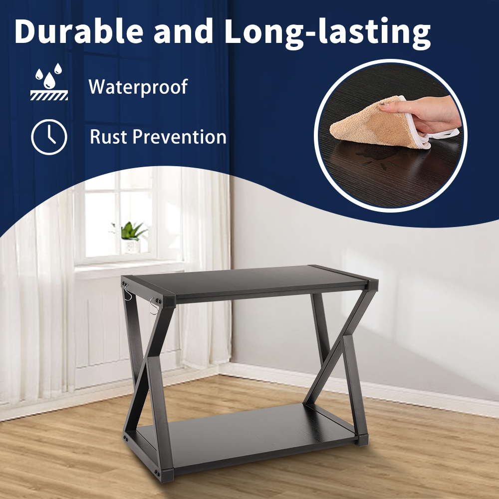 SMONTER Fish Tank Stand 40 Gallon Aquarium Stand Metal Heavy Duty Turtle Tank Shelf with Hooks, L36.6*W18.1*H28, Black Oak Grain (Stand Only)