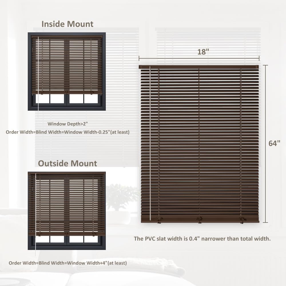 LUCKUP Cordless Mini Blinds Horizontal Venetian Blinds Vinyl Window Shades Light Filtering Privacy Room Darkening Blinds