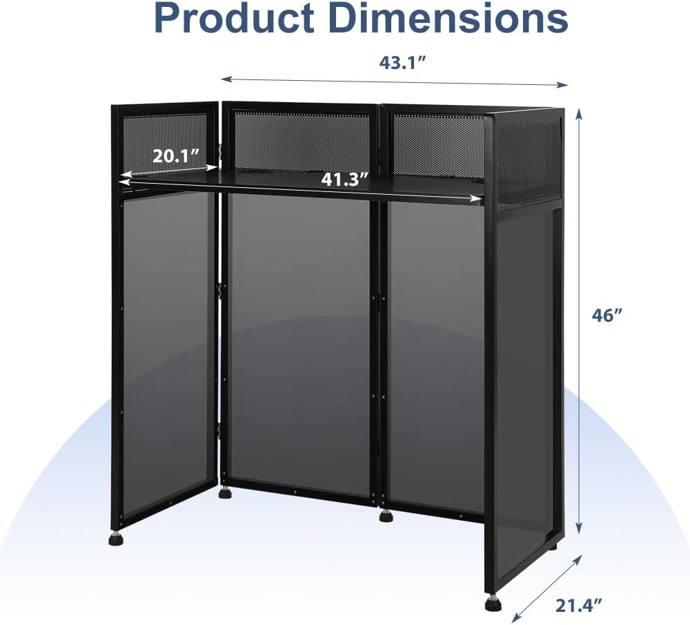 LUCKUP Portable DJ Booth 41"L x 20"W DJ Facade with White & Black Scrim,