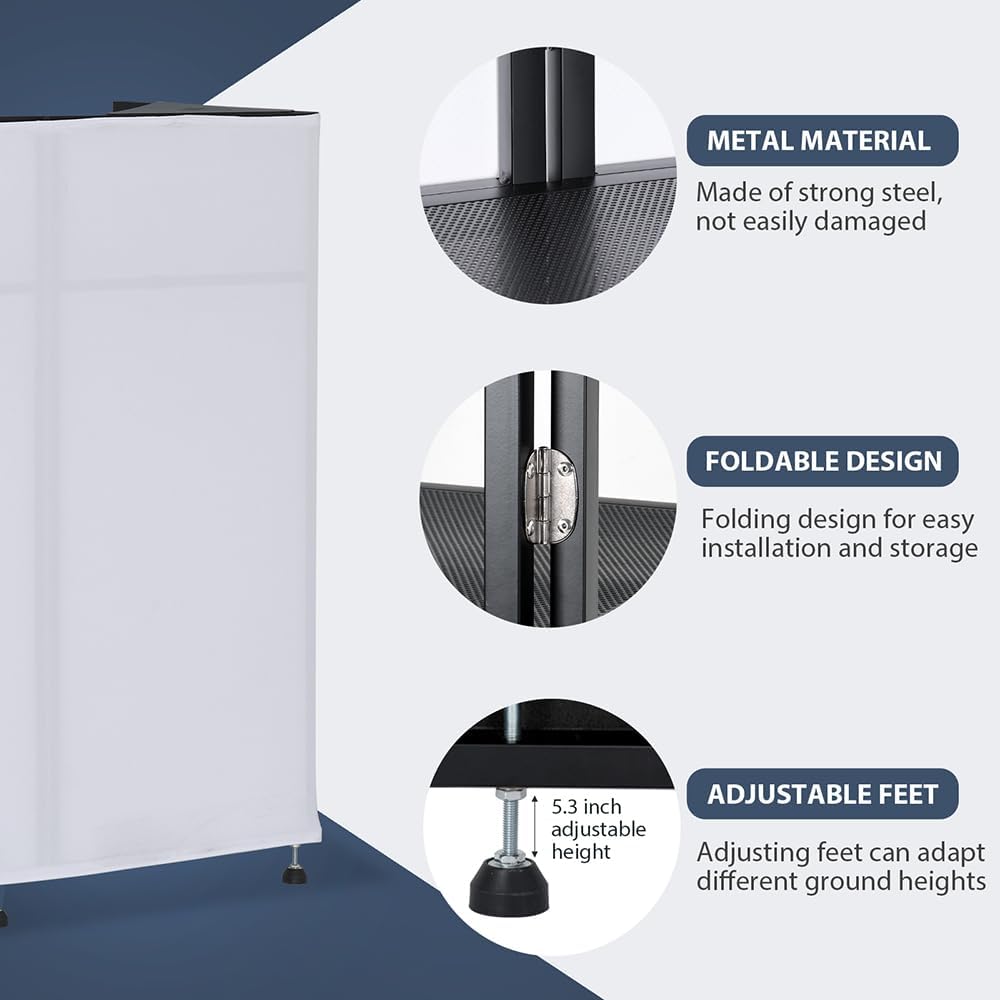 LUCKUP Portable DJ Booth Facade with White & Black Scrim, Foldable DJ Table Station with Adjustable Feet for Party