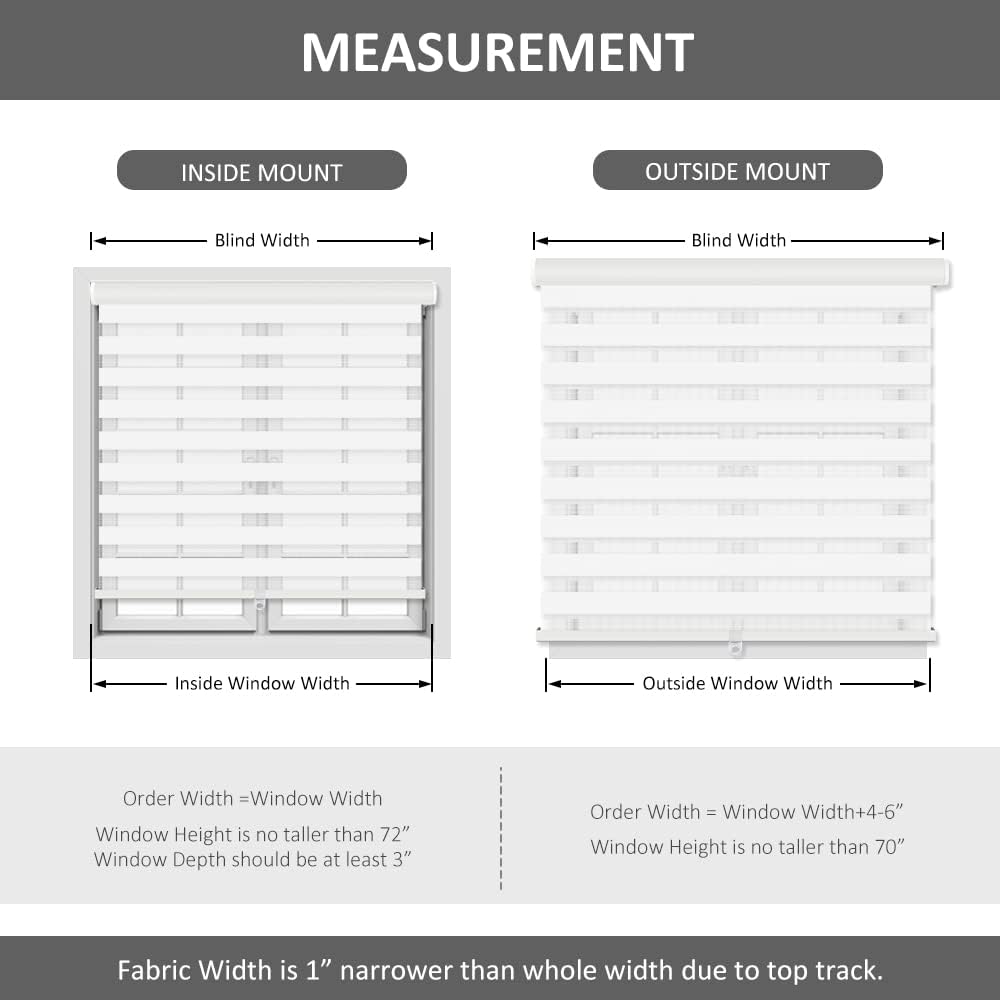 LUCKUP Cordless Dual Layer Zebra Roller Blinds
