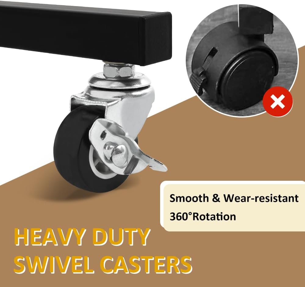 LUCKUP Grid Wall Panels Standing Wire Grid, Display Rack with T-Base Wheels Freestanding Gridwall Panel Tower for Shows, Black