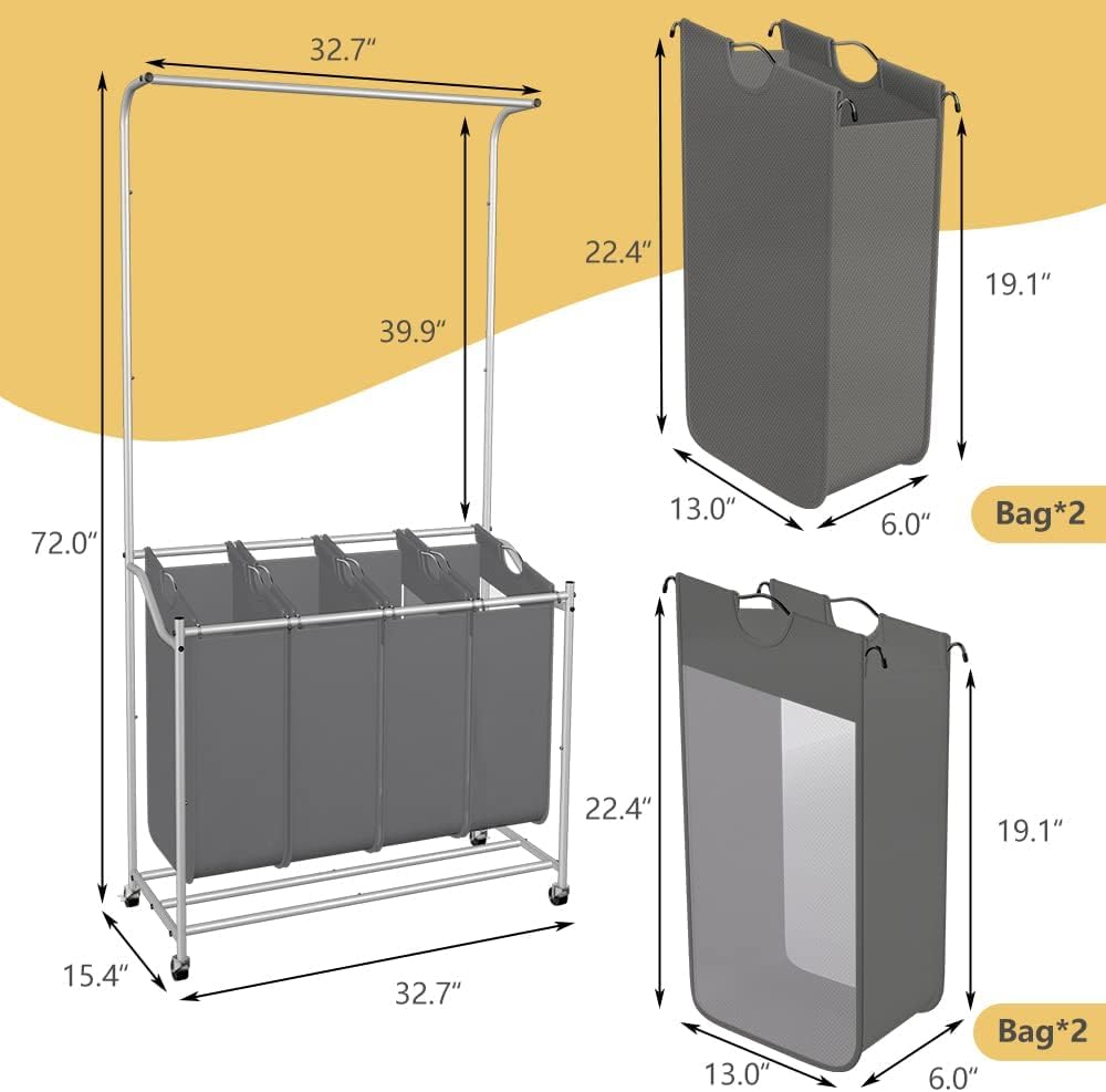 LUCKUP Laundry Sorter 4 Sections