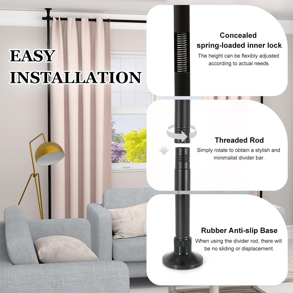 LUCKUP Double Curtain Divider Rods