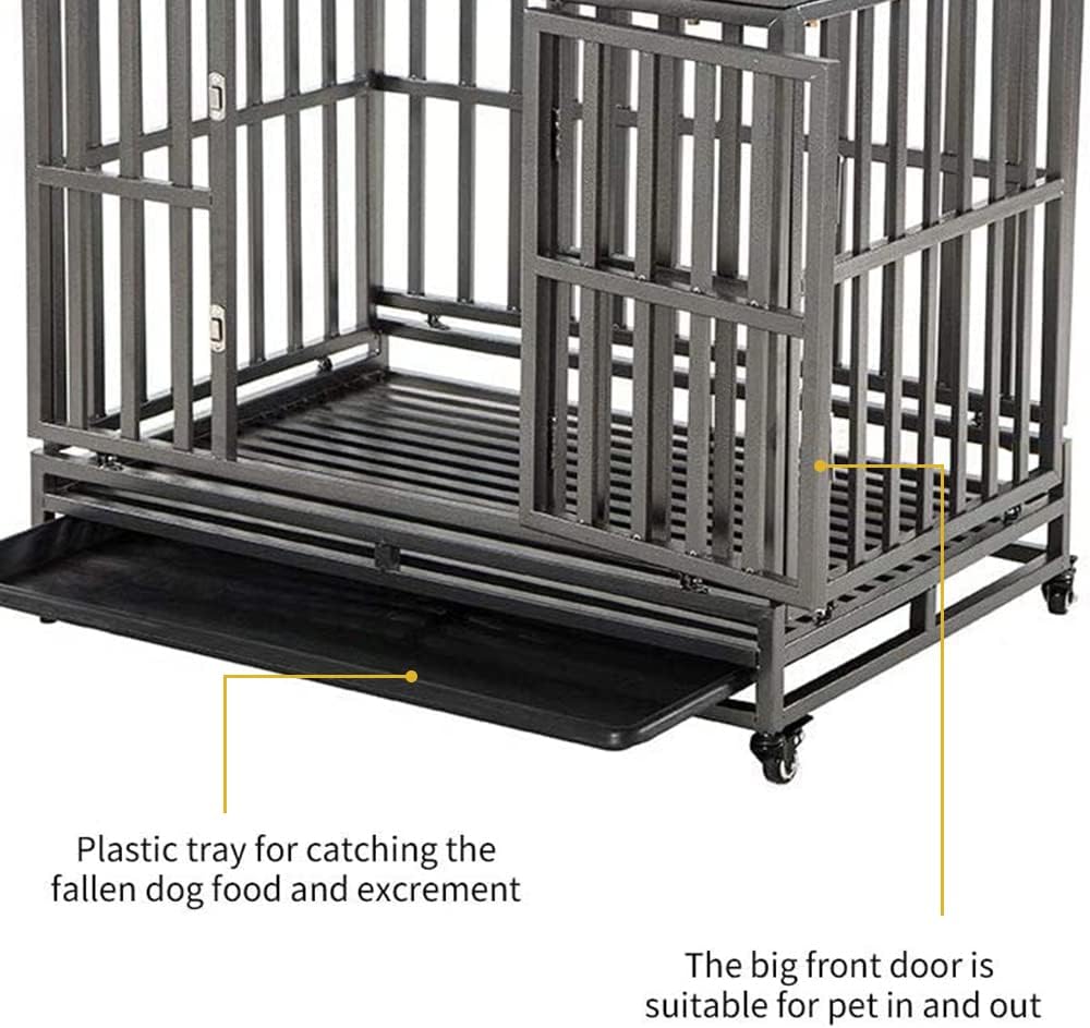 LUCKUP Heavy Duty Dog Cage Metal Kennel and Crate for Large Dogs,Easy
