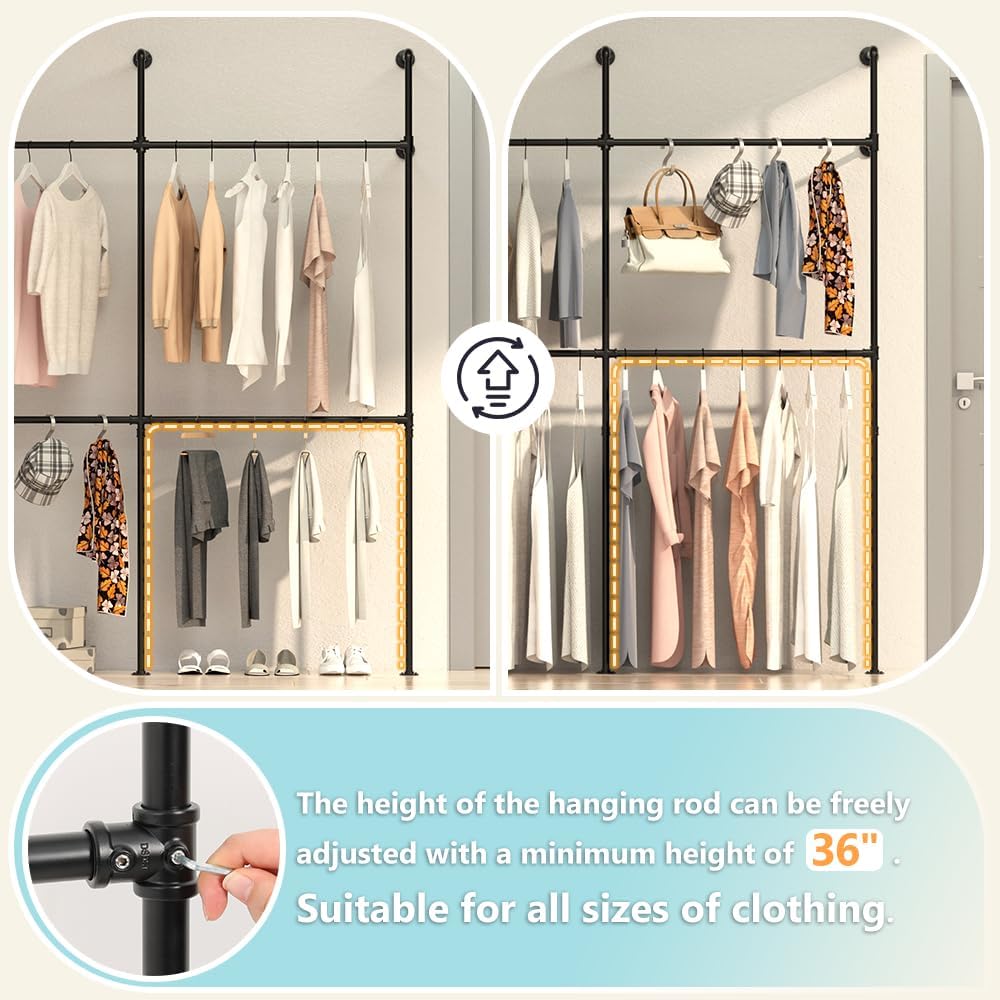 LUCKUP Industrial Pipe Clothing Rack
