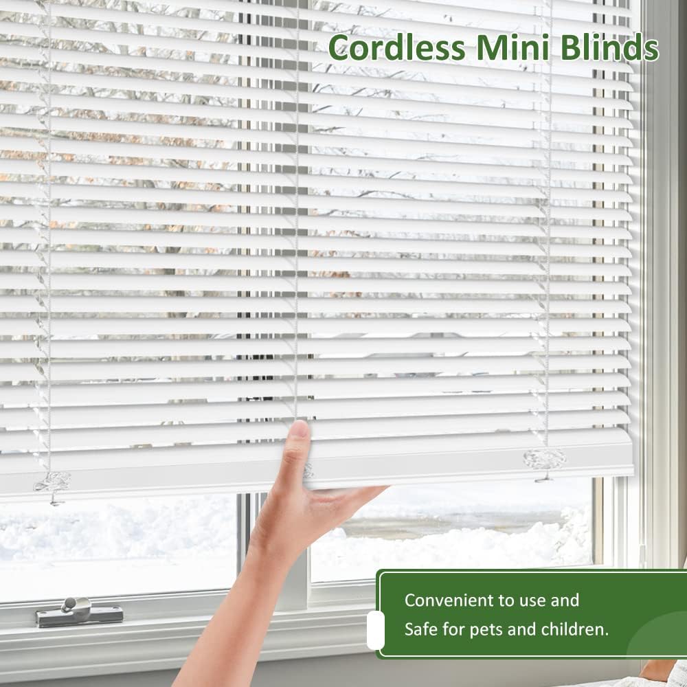 LUCKUP Cordless Mini Blinds Horizontal Venetian Blinds Vinyl Window Shades Light Filtering Privacy Room Darkening Blinds