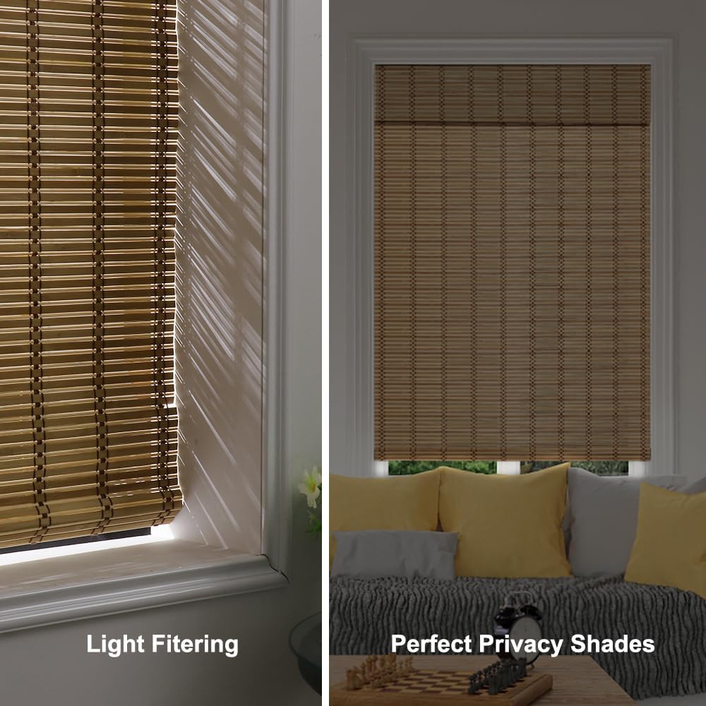 LUCKUP Cordless Bamboo Blinds Shades