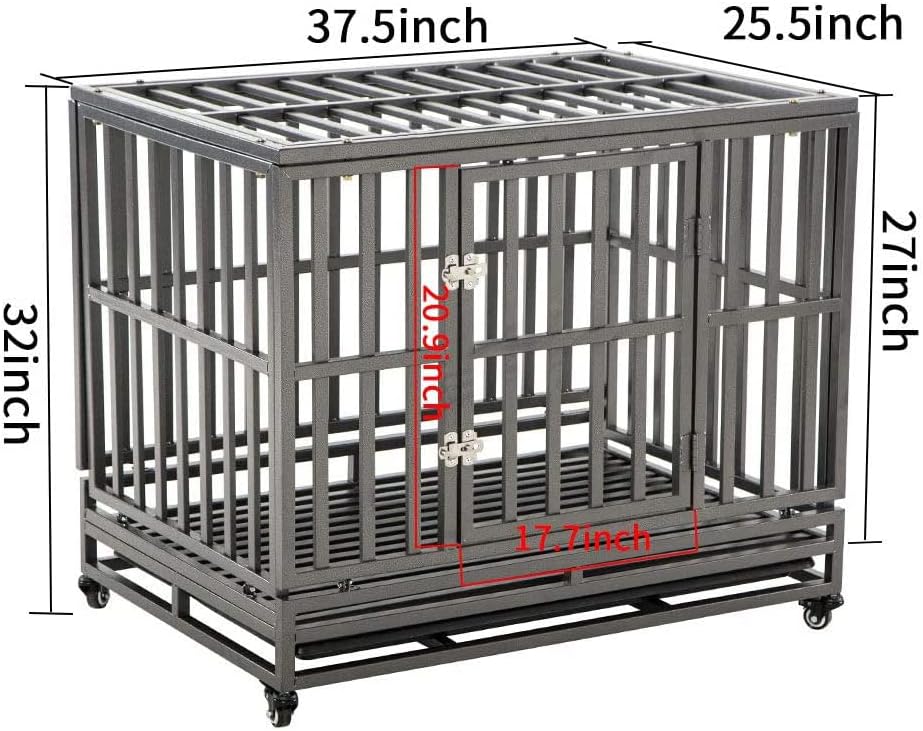 LUCKUP Heavy Duty Dog Cage Metal Kennel and Crate for Large Dogs,Easy