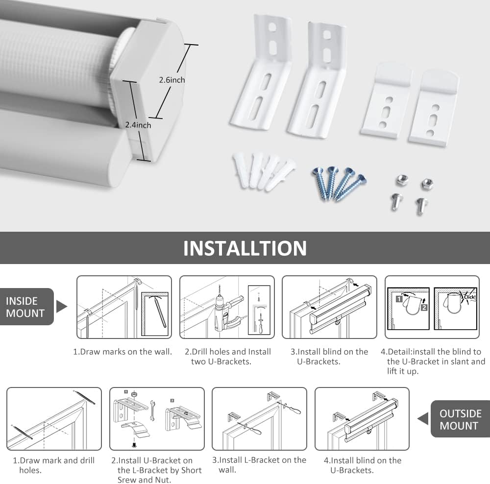 LUCKUP Cordless Dual Layer Zebra Roller Blinds
