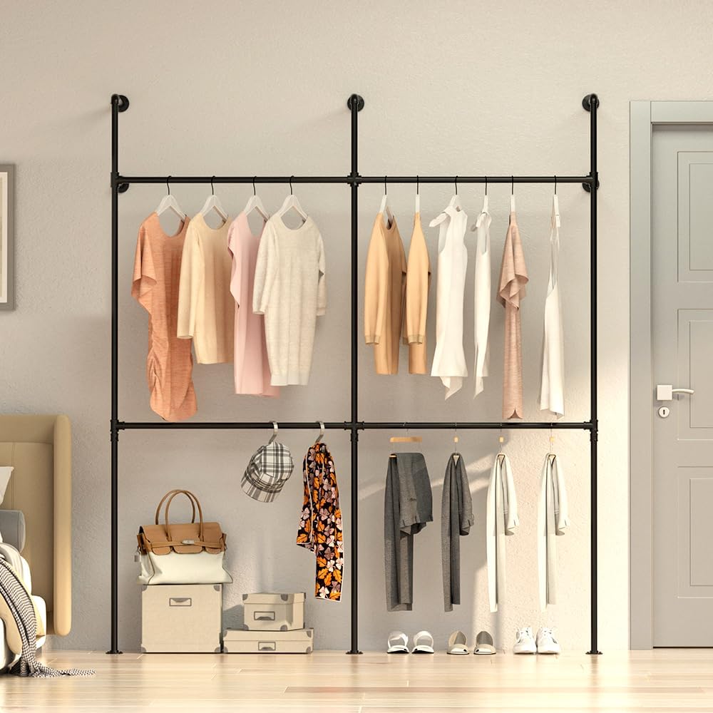 LUCKUP Industrial Pipe Clothing Rack