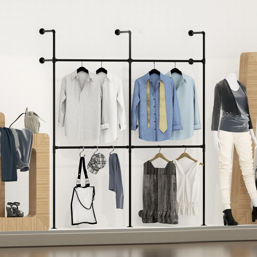 LUCKUP Industrial Pipe Clothing Rack