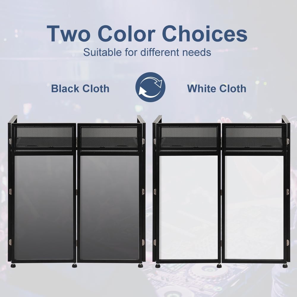 LUCKUP Portable DJ Booth 41"L x 20"W DJ Facade with White & Black Scrim,