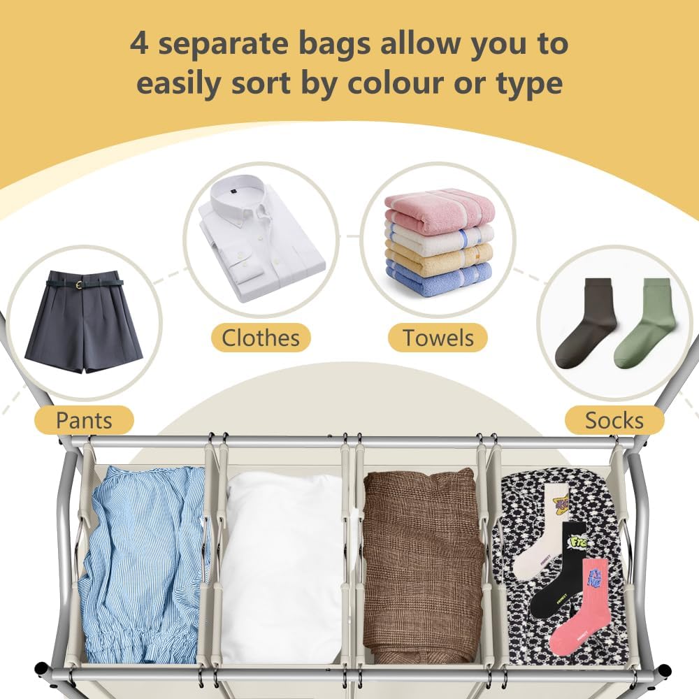 LUCKUP Laundry Sorter 4 Sections