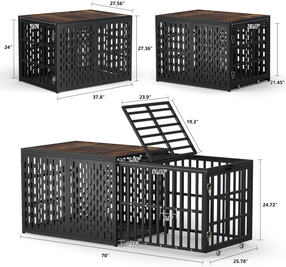 LUCKUP Heavy Duty Dog Crate Furniture Dog Cage Kennel PullOut Design