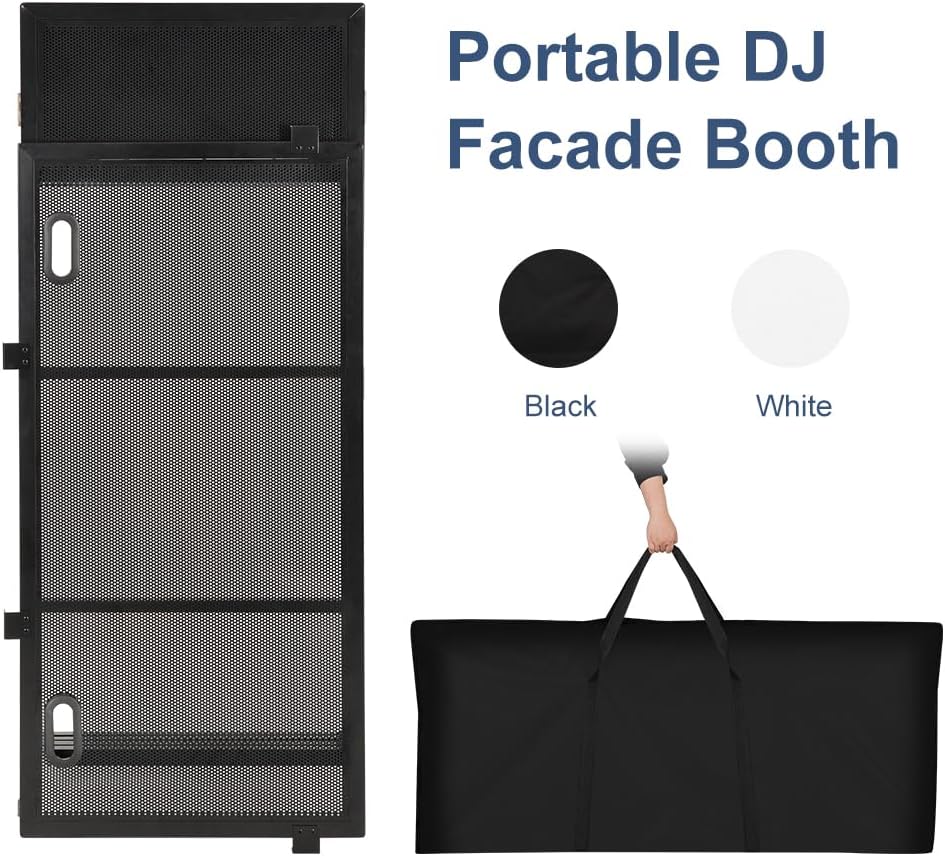 LUCKUP Portable DJ Booth 41"L x 20"W DJ Facade with White & Black Scrim,
