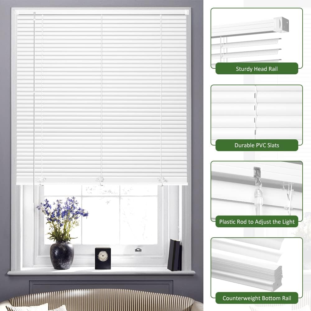 LUCKUP Cordless Mini Blinds Horizontal Venetian Blinds Vinyl Window Shades Light Filtering Privacy Room Darkening Blinds