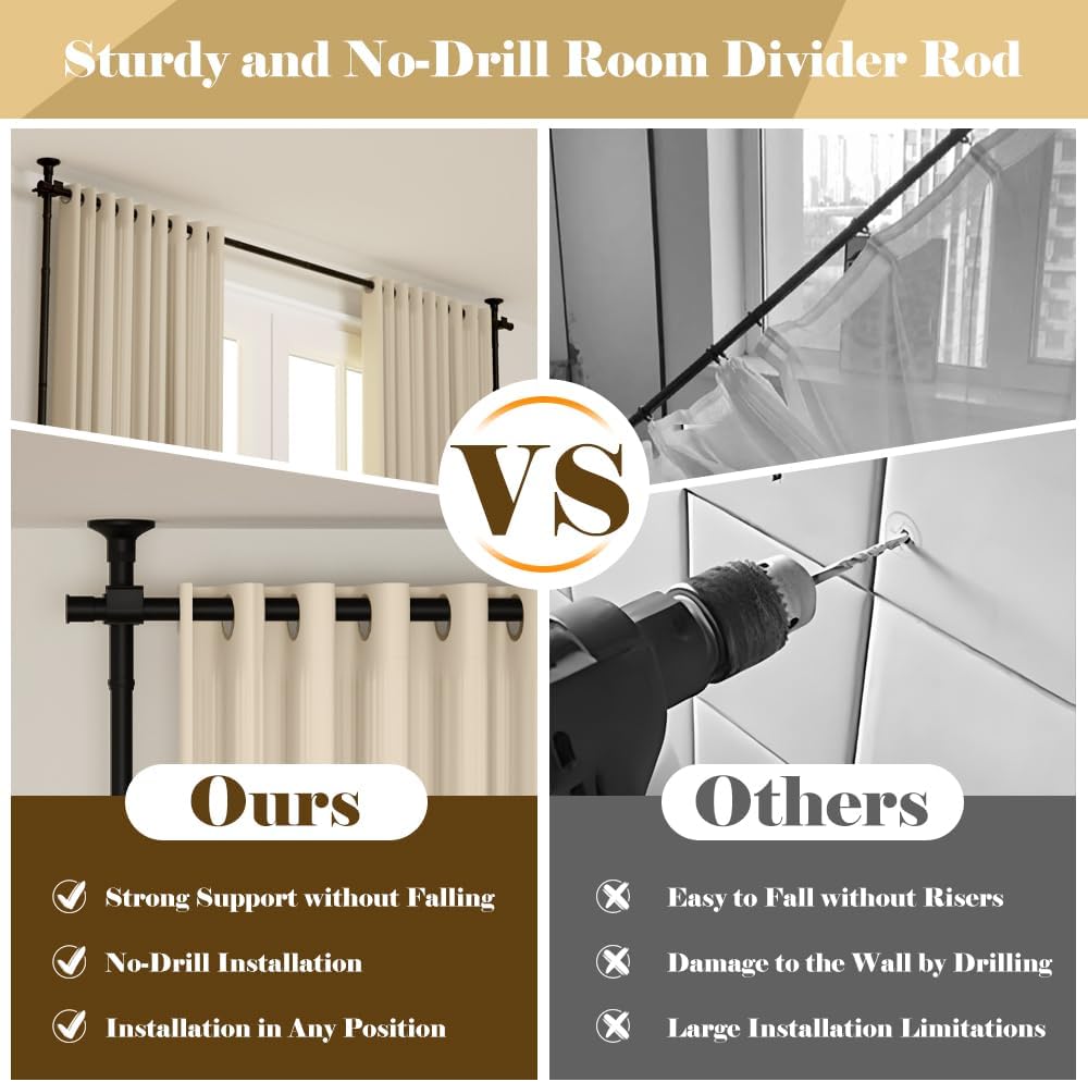 LUCKUP Room Divider Curtain Rod