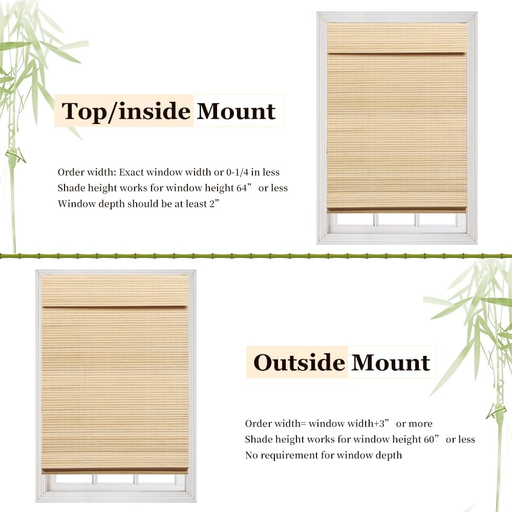 LUCKUP Cordless Bamboo Roman Blinds Shades