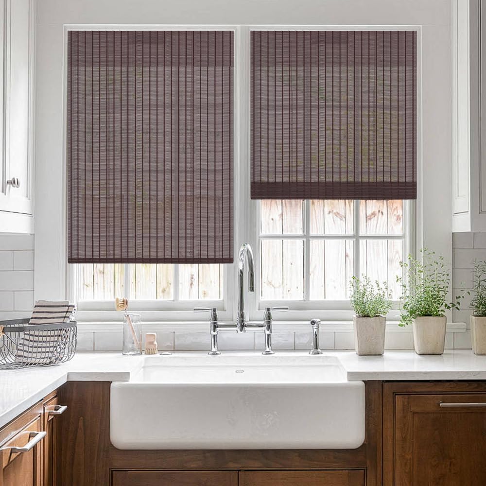 LUCKUP Cordless Bamboo Roman Shades