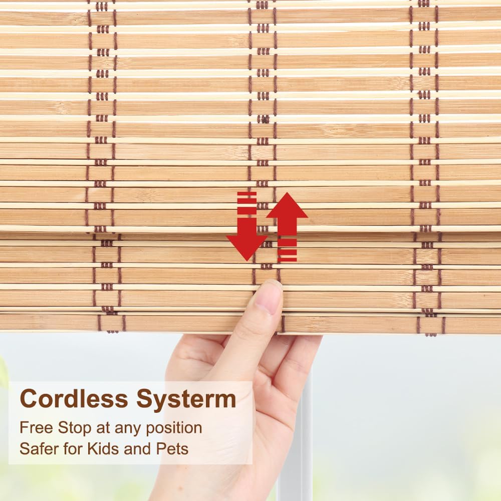LUCKUP Cordless Bamboo Blinds Shades