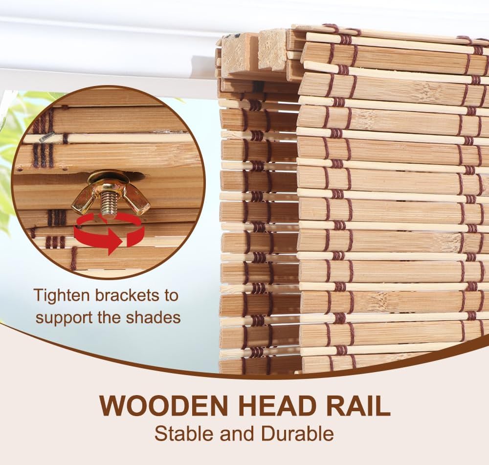 LUCKUP Cordless Bamboo Blinds Shades