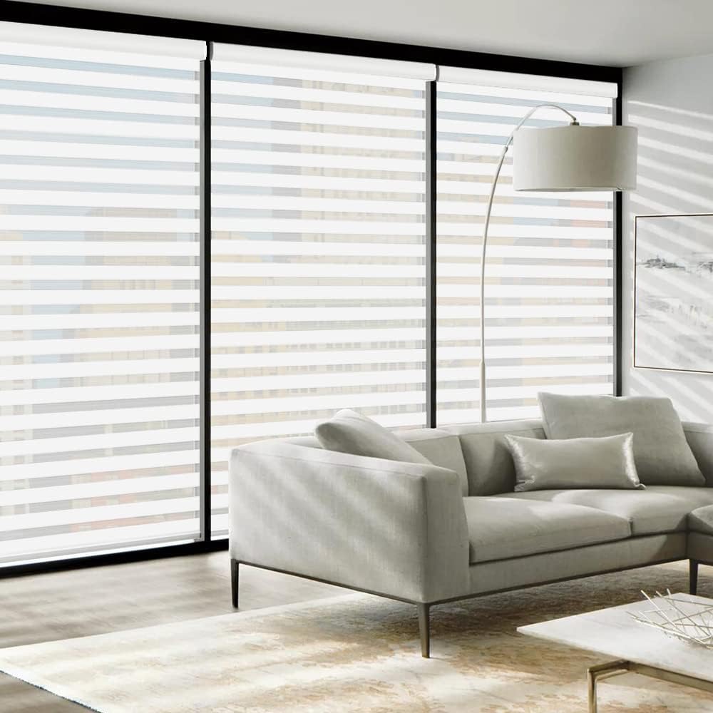 LUCKUP Cordless Dual Layer Zebra Roller Blinds