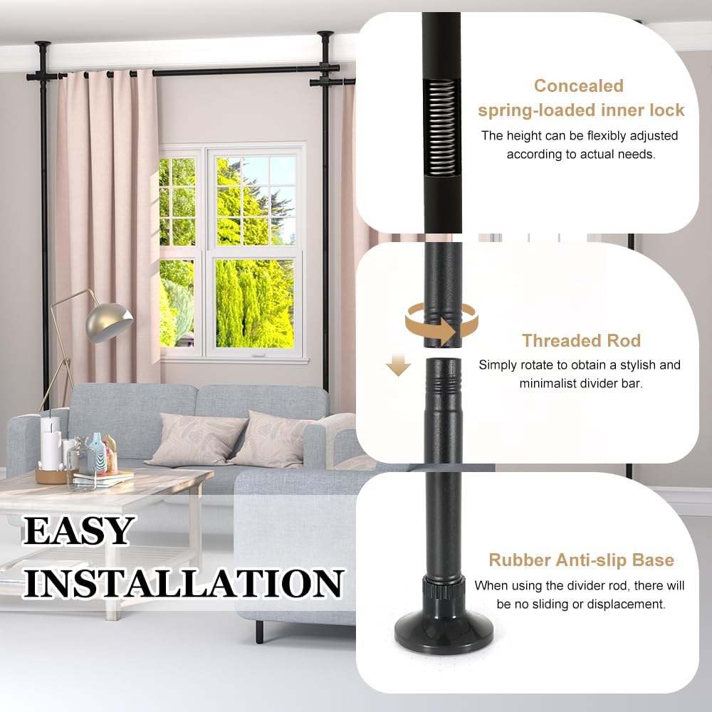 LUCKUP Double Curtain Divider Rods
