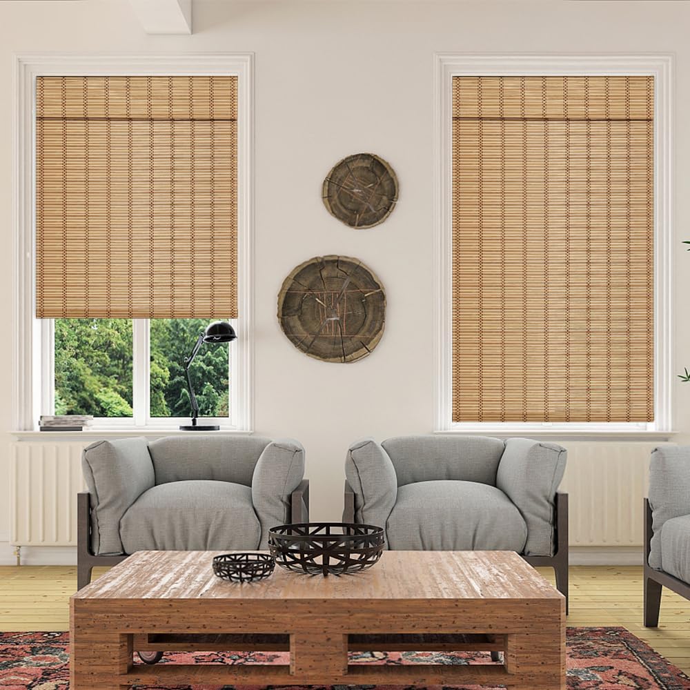 LUCKUP Cordless Bamboo Blinds Shades