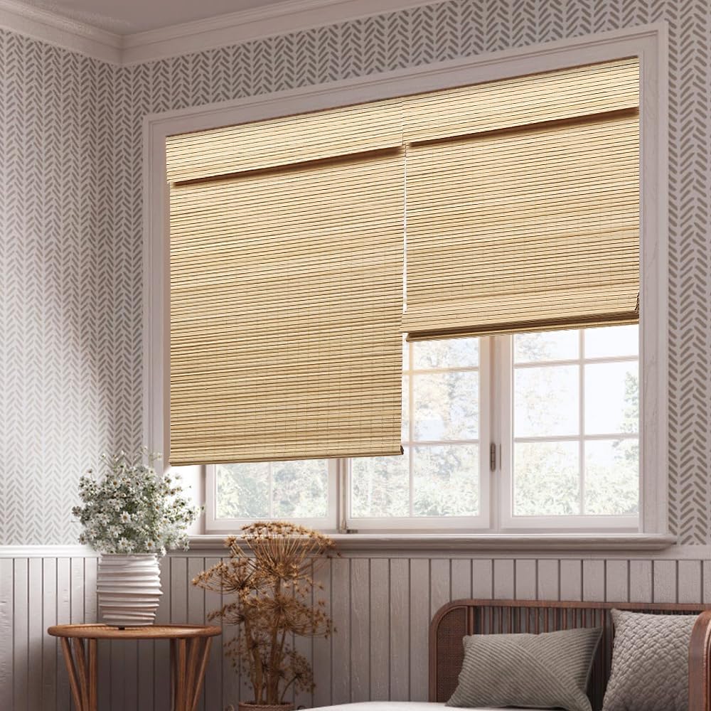 LUCKUP Cordless Bamboo Roman Blinds Shades