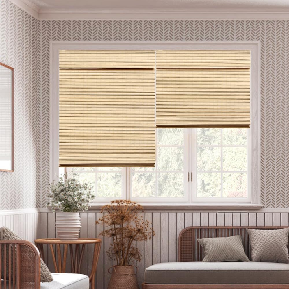 LUCKUP Cordless Bamboo Roman Blinds Shades