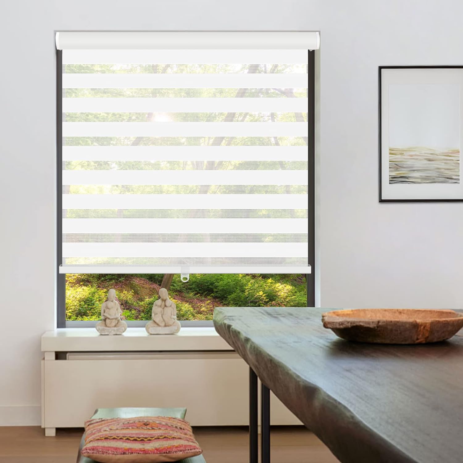 LUCKUP Cordless Dual Layer Zebra Roller Blinds