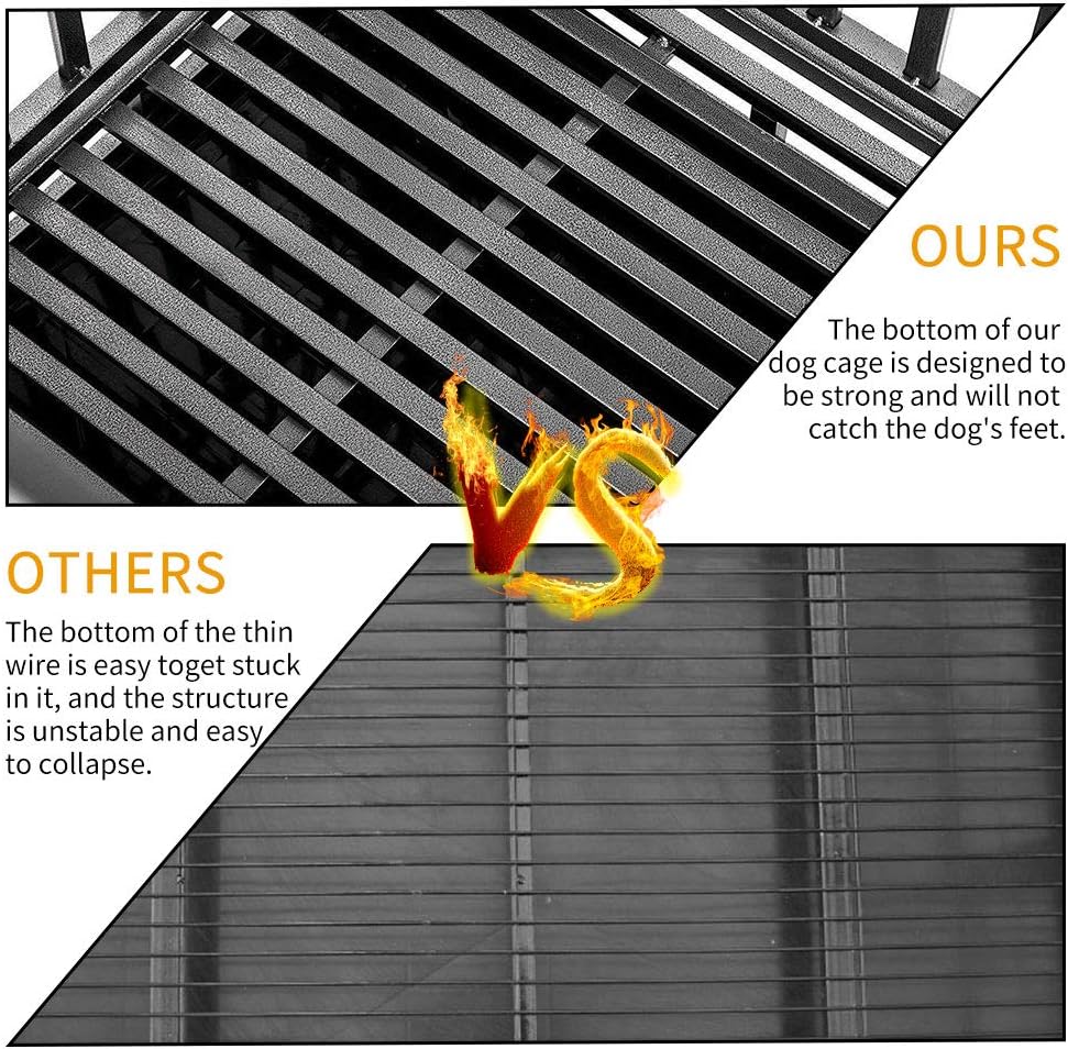 LUCKUP Heavy Duty Dog Cage Metal Kennel and Crate for Large Dogs,Easy to Assemble Pet Playpen with Four Wheels,Black