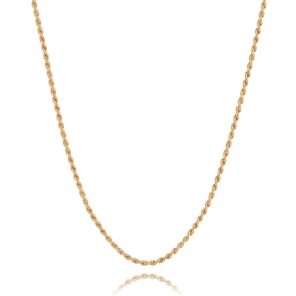 Classy Women 2mm Gold Rope Chain Necklace-DaoMao