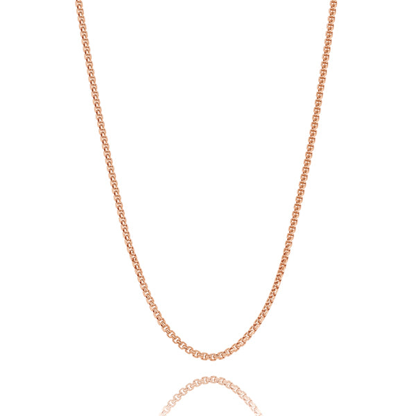 Classy Women 2mm Rose Gold Box Chain Necklace-DaoMao