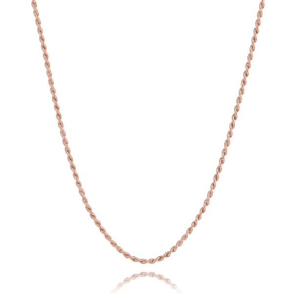Classy Women 2mm Rose Gold Rope Chain Necklace-DaoMao