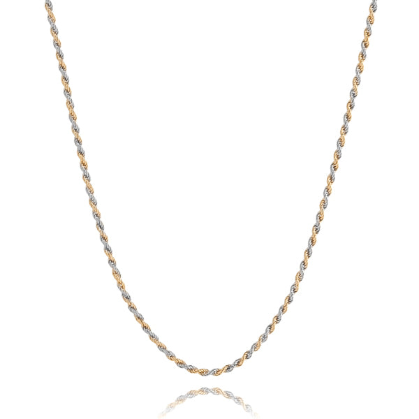 Classy Women 2mm Two-Tone Rope Chain Necklace-DaoMao