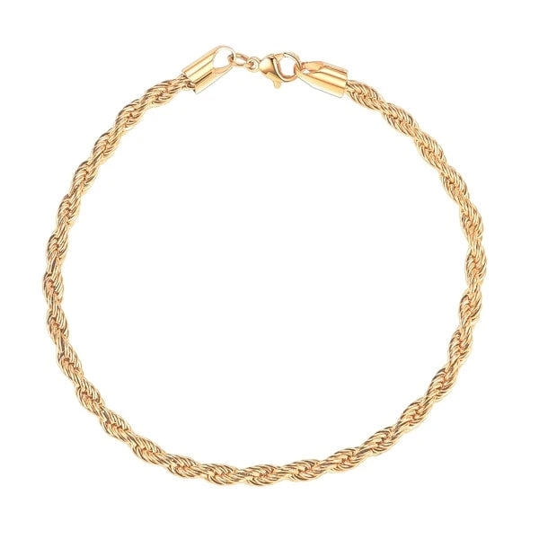 Classy Women 2mm Gold Rope Chain Bracelet-DaoMao