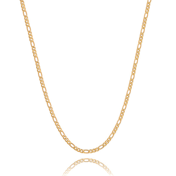 Classy Women 3mm Gold Figaro Chain Necklace-DaoMao