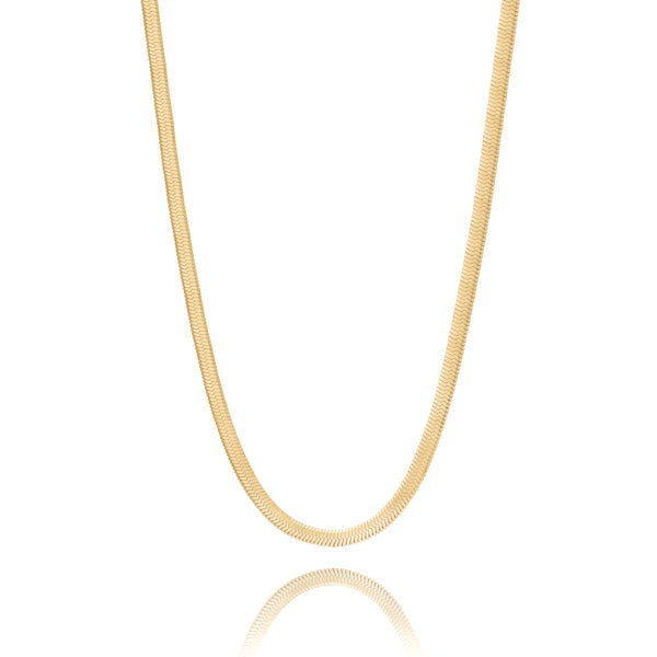 Classy Women 3mm Gold Herringbone Chain Necklace-DaoMao