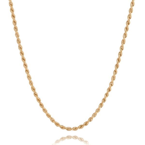 Classy Women 3mm Gold Rope Chain Necklace-DaoMao