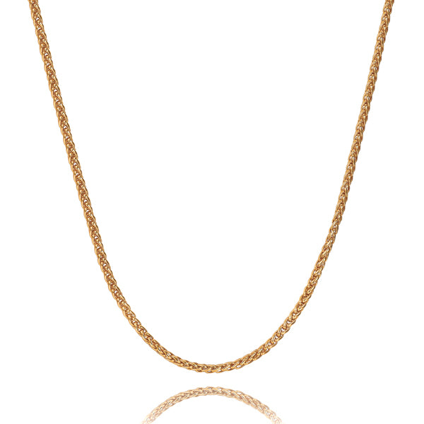 Classy Women 3mm Gold Wheat Chain Necklace-DaoMao
