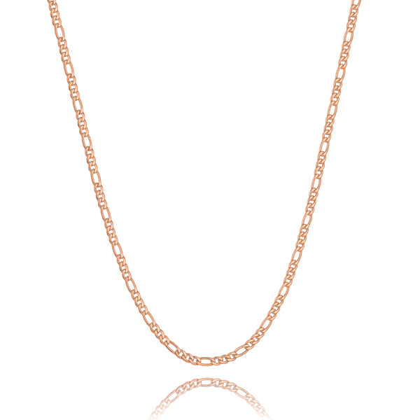 Classy Women 3mm Rose Gold Figaro Chain Necklace-DaoMao