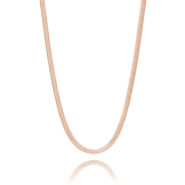 Classy Women 3mm Rose Gold Herringbone Chain Necklace-DaoMao