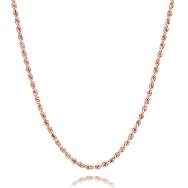 Classy Women 3mm Rose Gold Rope Chain Necklace-DaoMao