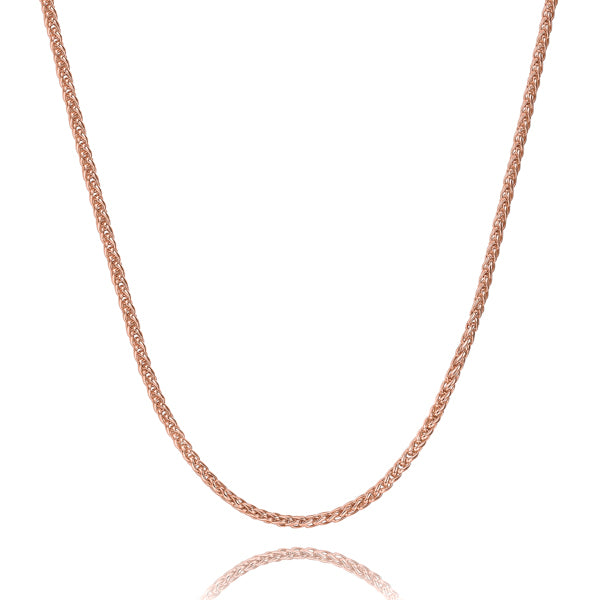 Classy Women 3mm Rose Gold Wheat Chain Necklace-DaoMao
