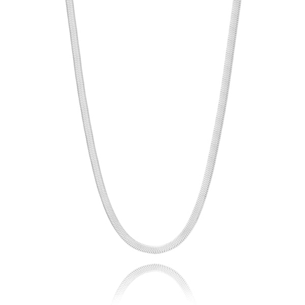 Classy Women 3mm Silver Herringbone Chain Necklace-DaoMao