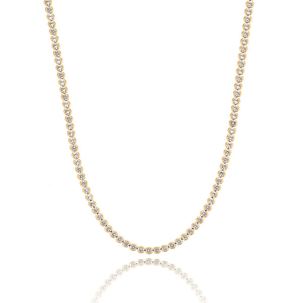 Classy Women 3mm Gold Round Tennis Choker Necklace-DaoMao