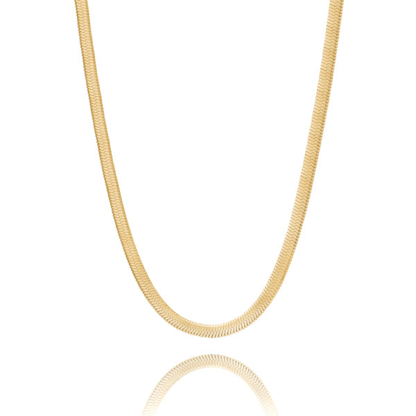 Classy Women 4mm Gold Herringbone Chain Necklace-DaoMao